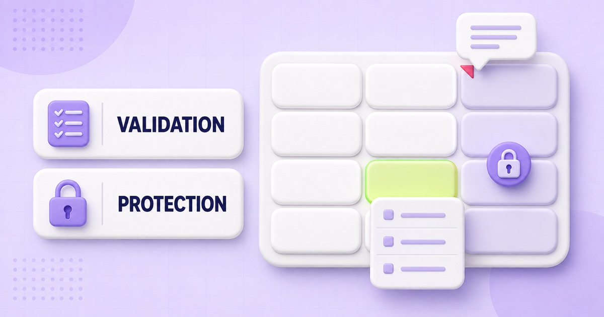 Building an Input Sheet Users Can't Break — Data Validation, Cell Notes, and Sheet Protection in ReoGrid V5